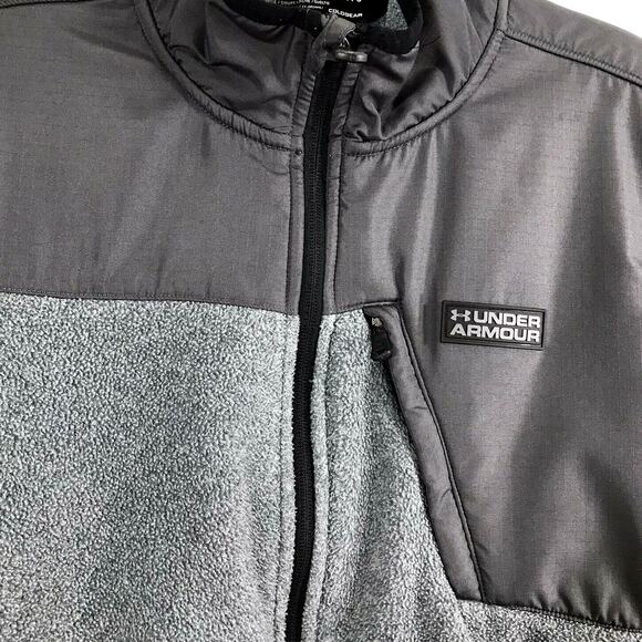 Under Armour Jacket Youth Gray Coldgear Fleece Loose Fit Full Zip Boys Large YLG - Picture 3 of 6
